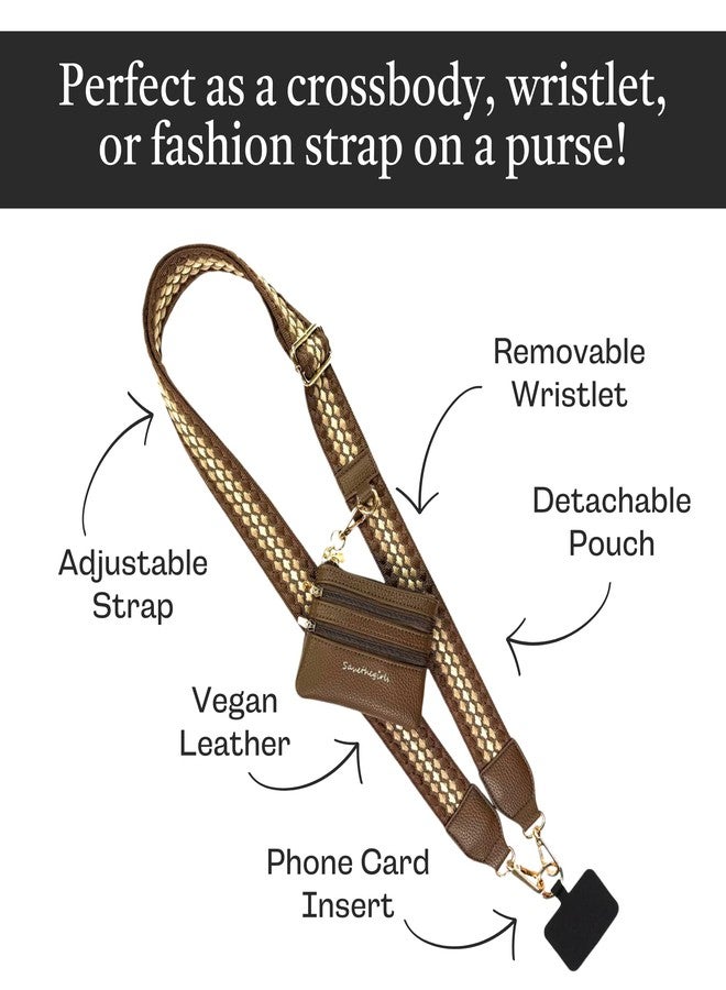 Save the Girls Clip & Go Phone Lanyard with Wallet Pouch, Dark Brown/Light - Image 3