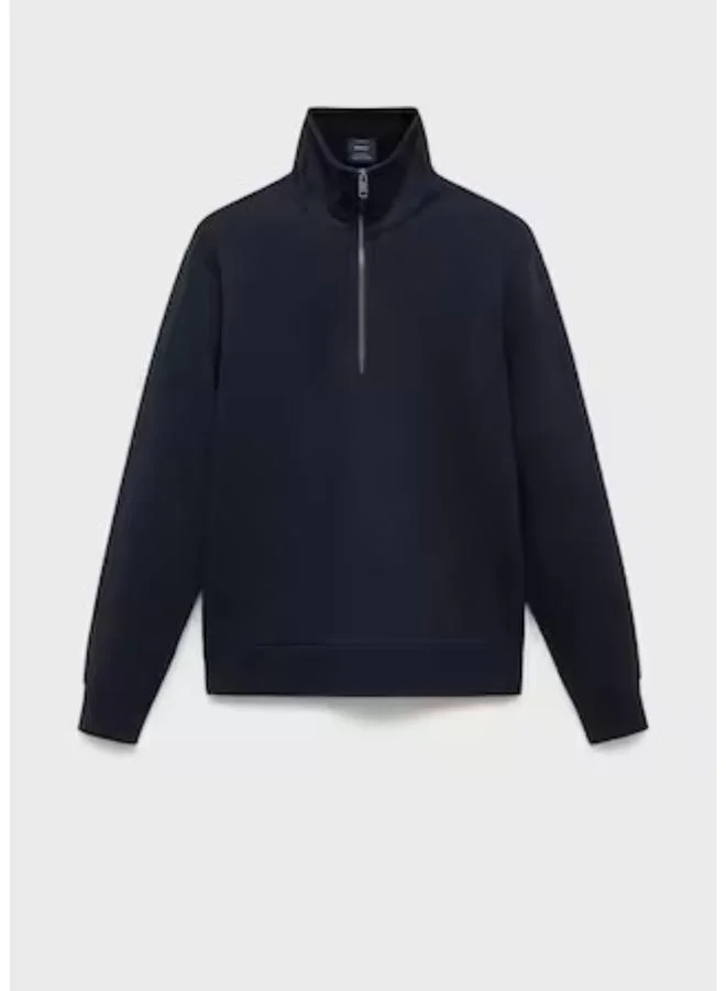 Mango Man Casual Regular Fit Zip Sweatshirt