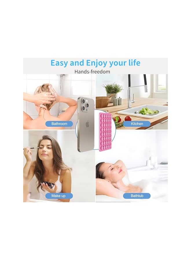 S-TOP 4 Pack Suction Cup Phone Mount Double Sided Silicone Phone Case Hands Free Mobile Stand Compatible with iPhone Android for Selfies Videos - Image 4