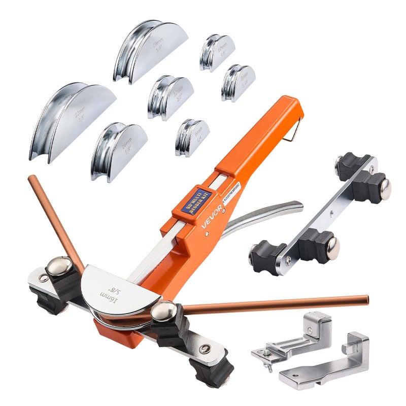 VEVOR Tubing Bender Kit, 1/4 to 7/8 Inch, Compact Ratcheting Tube Pipe Bender, Forward/Reverse Hand Bending Tool, with 7 Aluminium Alloy Dies, for Copper HVAC Air Conditioning Refrigeration Repair - Image 1