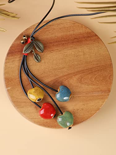 MINACHI Bohemian Leaf and Colorful Heart Shape Beads Lariat Necklace, Long Jewelry for Women - Image 4