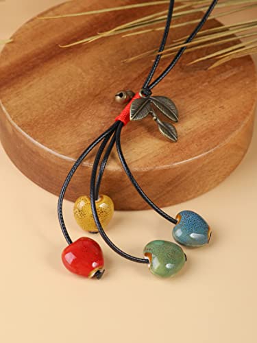 MINACHI Bohemian Leaf and Colorful Heart Shape Beads Lariat Necklace, Long Jewelry for Women - Image 2