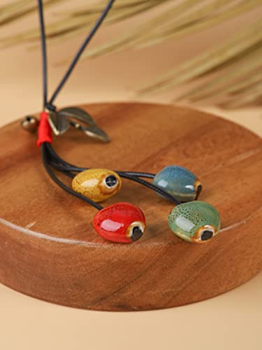 MINACHI Bohemian Leaf and Colorful Heart Shape Beads Lariat Necklace, Long Jewelry for Women - Image 3