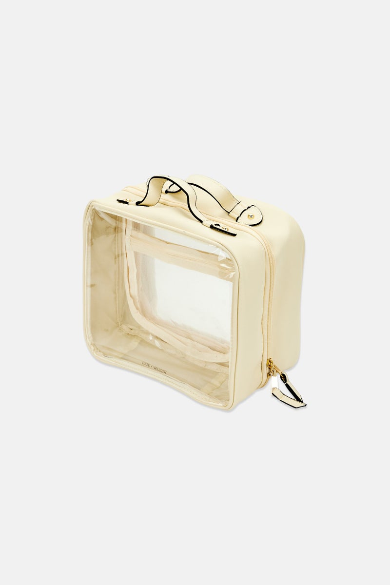 Luxe + Willow Travel Cosmetic Bag Double Sided, Cream - Image 2