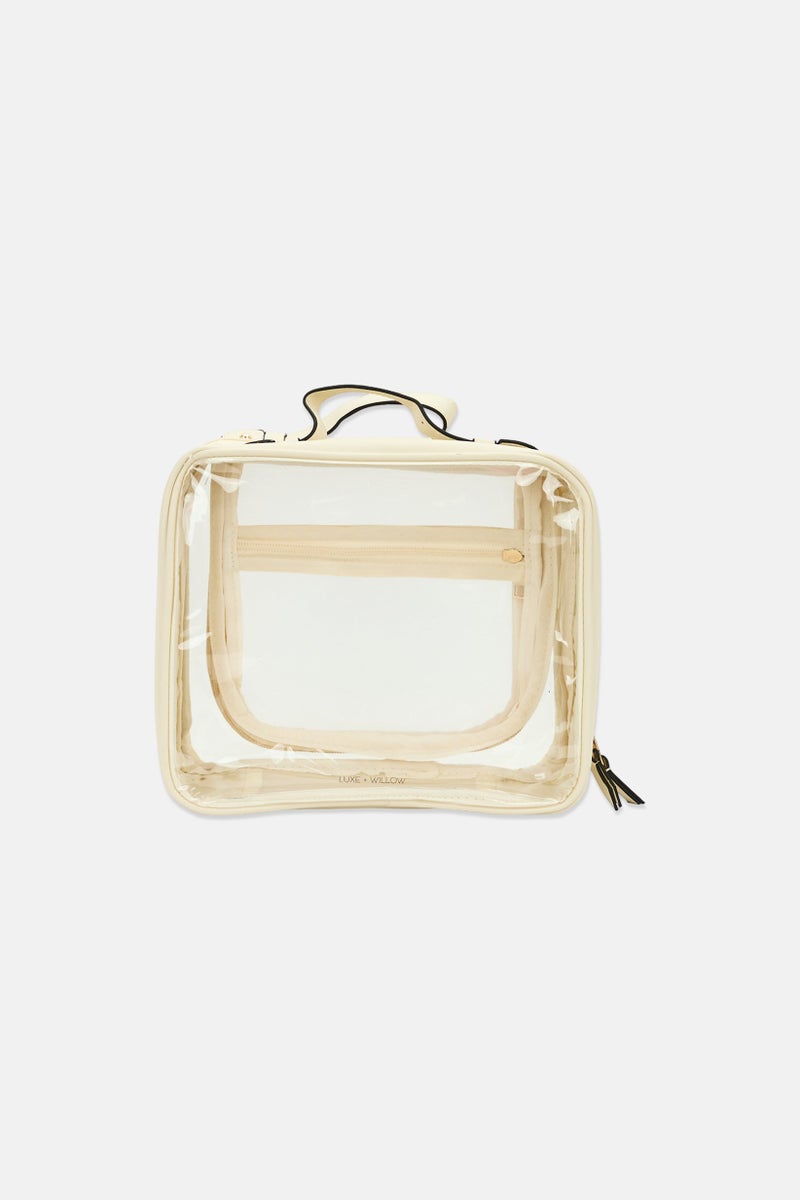 Luxe + Willow Travel Cosmetic Bag Double Sided, Cream - Image 1
