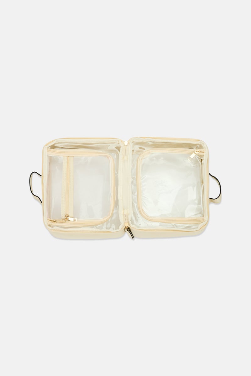 Luxe + Willow Travel Cosmetic Bag Double Sided, Cream - Image 3