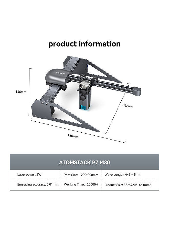 ATOMSTACK - ATOMSTACK  P7 30W Laser Engraver Desktop DIY Engraving Cutting Machine with 200*200 Engraving Area - Image 1