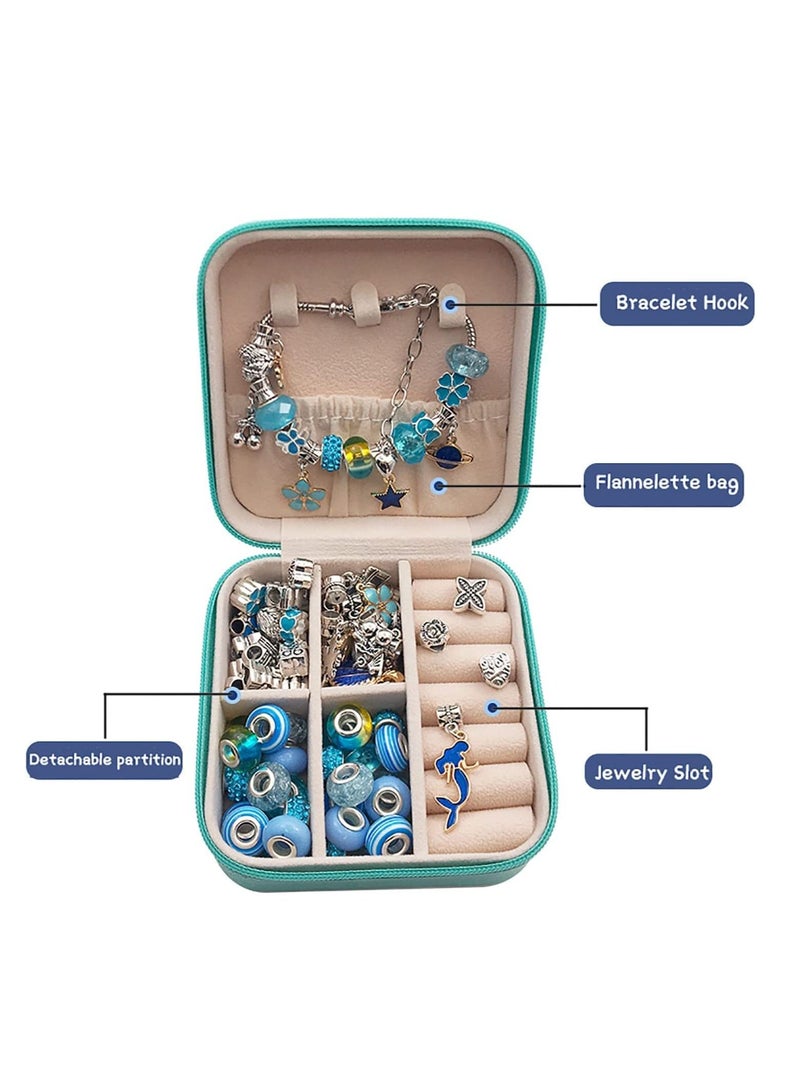MIXDE Bracelet Making Kit for Girls,68PCs Charm Bracelets Kit with Jewelry Box, Jewelry Charms, Bracelets for DIY Craft, Jewelry Gift for Adults and Kids，Present For 8-12 Year Old Girl (Green)  - Image 2