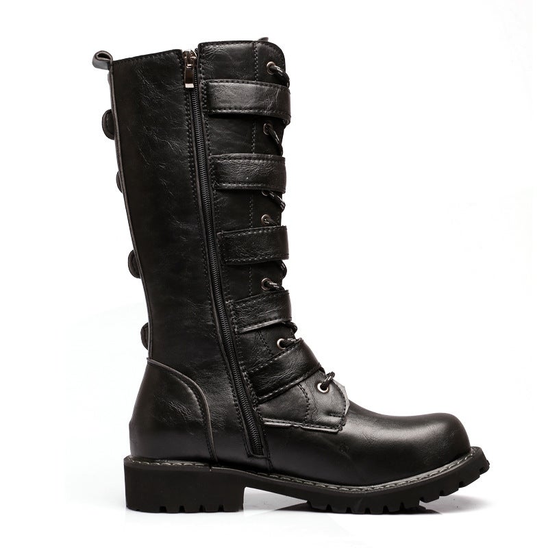 Men's Large Size High Top Boots Korean Style Fashionable Martin Boots Men's Crazy Horse Leather Boots British High Boots - Image 4