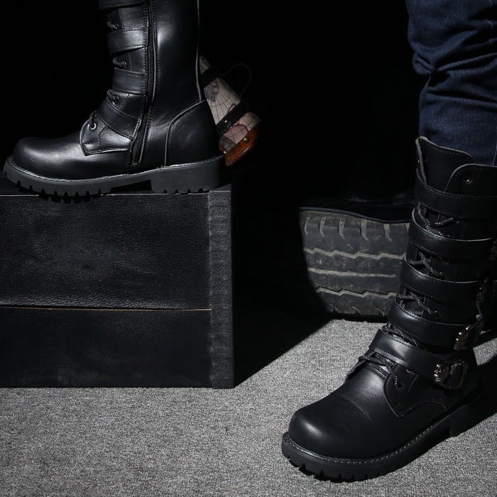 Men's Large Size High Top Boots Korean Style Fashionable Martin Boots Men's Crazy Horse Leather Boots British High Boots - Image 5
