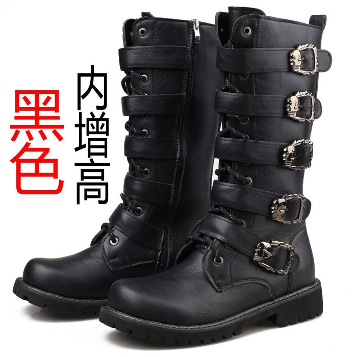 Men's Large Size High Top Boots Korean Style Fashionable Martin Boots Men's Crazy Horse Leather Boots British High Boots - Image 1