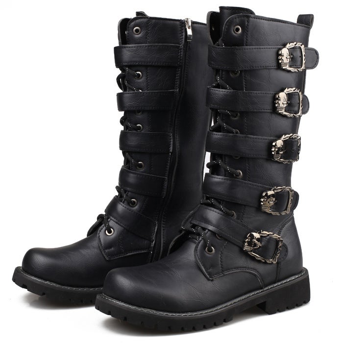 Men's Large Size High Top Boots Korean Style Fashionable Martin Boots Men's Crazy Horse Leather Boots British High Boots - Image 2