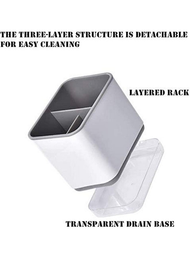 NILKANTH NIL KANTH Spoons Shovel Organizer, Double Layer Home Cutlery Drainer Basket, Chopsticks Tableware Storage Utensils Holder Box (Grey) - Image 4