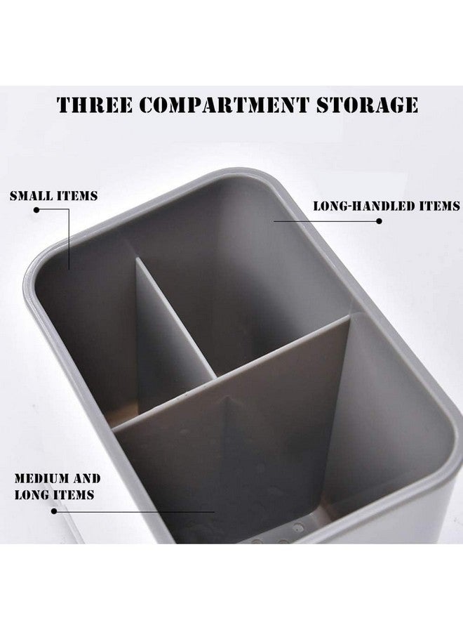 NILKANTH NIL KANTH Spoons Shovel Organizer, Double Layer Home Cutlery Drainer Basket, Chopsticks Tableware Storage Utensils Holder Box (Grey) - Image 5