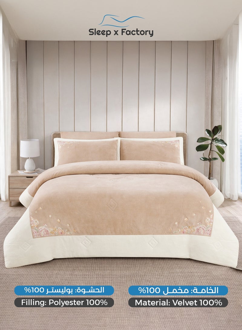 سليب × فاكتوري طقم مفرش شتوي مخمل مزخرف 6 قطع – مقاس كينج - Image 3