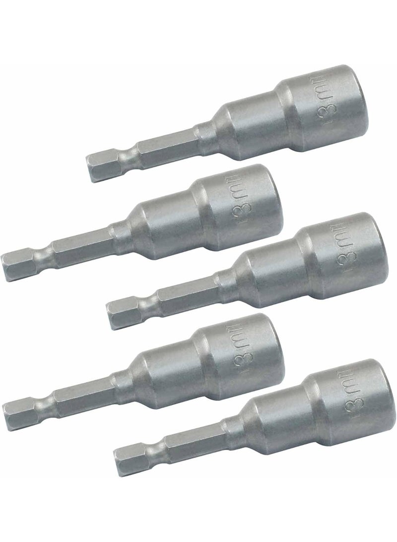 5Pcs Nut Driver Bit, 13mm Quick-Change Nut Setter Bit Set, 1/4 Hex Shank, Socket Adapter Hex Nut Driver Set, 65mm Length - Image 1