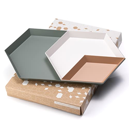 LINE+ARC Hand-Painted Metal Nesting Trays (Set of 3 ModTrays, Joshua Tree) for Mid-Century Modern Coffee Table Entryway Stacking Geometric Trinket Valet Catchall Vanity Jewelry Ottoman - Image 1