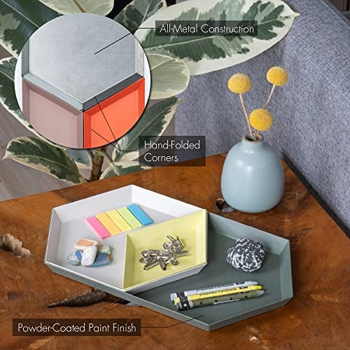 LINE+ARC Hand-Painted Metal Nesting Trays (Set of 3 ModTrays, Joshua Tree) for Mid-Century Modern Coffee Table Entryway Stacking Geometric Trinket Valet Catchall Vanity Jewelry Ottoman - Image 2