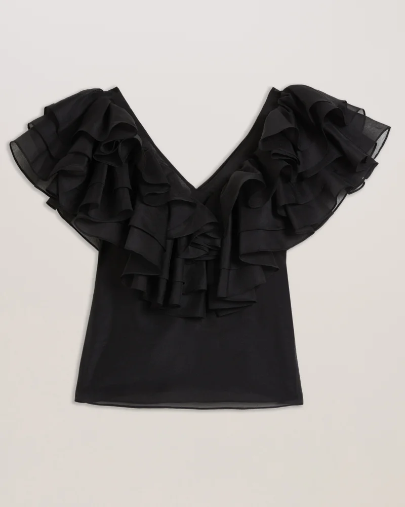Ted Baker V-Neck Frill Sleeve Top