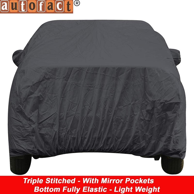 Autofact Car Body Cover with Mirror Pockets Compatible for Honda Amaze 2018 (Triple Stitched, Bottom Fully Elastic, Black Color) - Image 3