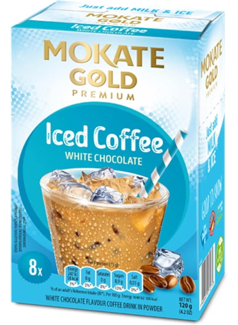 MOKATE Gold Premium White Chocolate Iced Instant Coffee 15g x 8 Sachets 120g