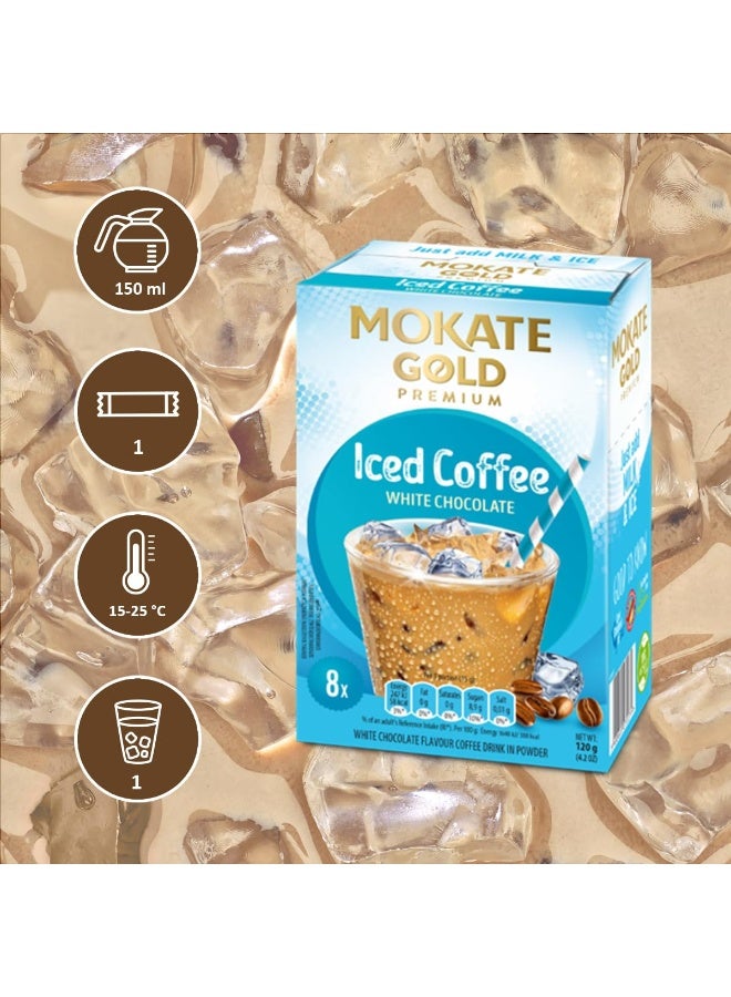 MOKATE Gold Premium White Chocolate Iced Instant Coffee 15g x 8 Sachets 120g - Image 3