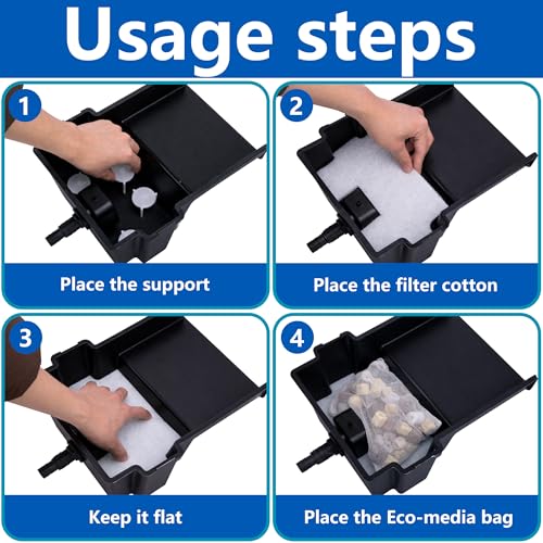 Adnee 17 Pcs Pond Waterfall Spillway Filter Media, 8 Inch Waterfall Box Filter Pad with Bracket and Ceramic Rings, Reusable Pond Filter Replacement Mat to Maintain Water Quality, No Spillway Included - Image 4