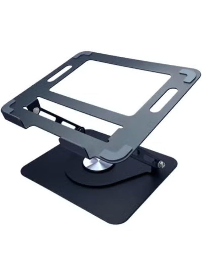 360-degree rotating laptop stand with an adjustable height base and a comfortable, portable design for laptops up to 17 inches, ideal for office and home use. - Image 1