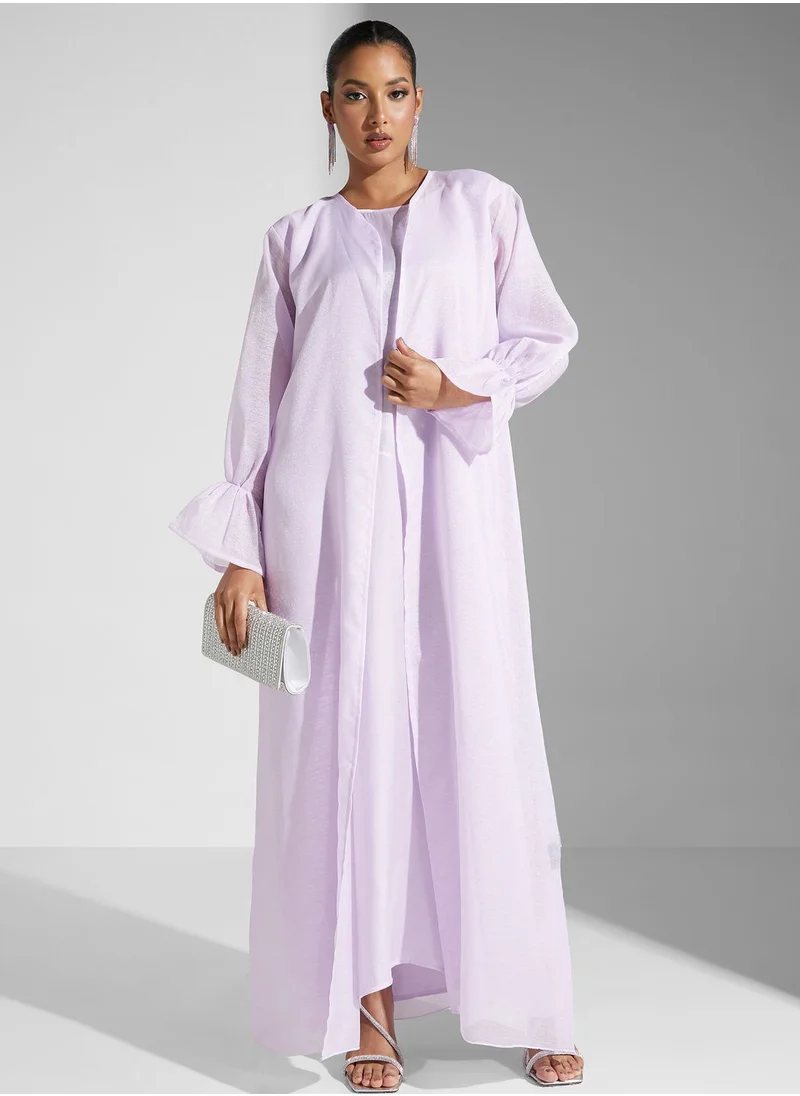 hayas closet Flared Sleeve Open Abaya