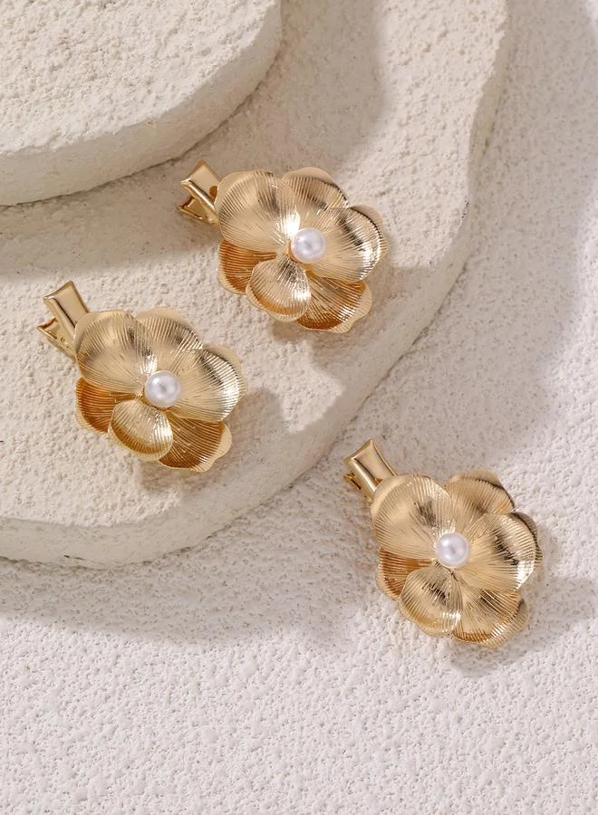 Take Two Take Two Flower Hair Clip with Faux Pearl