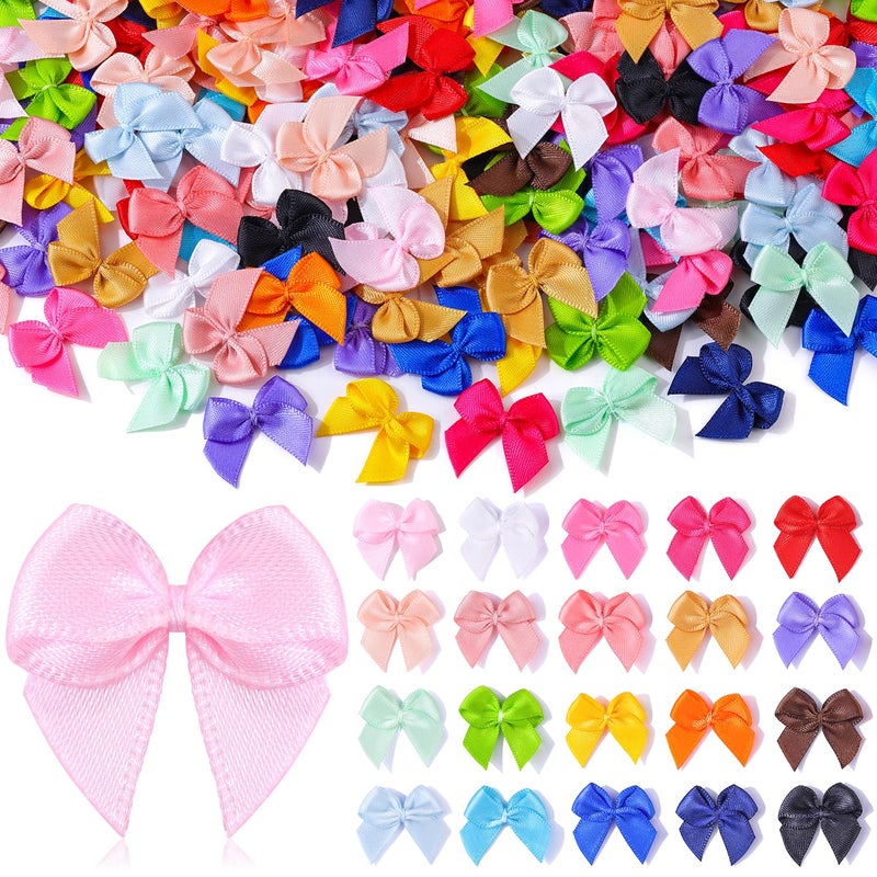 TINKRSTUFF 220PCS Tinkrstuff Colorful Mini Bows for Crafts, 1" Fabric Small Bows for Decoration,Satin Ribbon Tiny Bow for Clothes Ornament, Cute Christmas Tree Bows &Thanksgiving Gifts Party Cake Balloon Decor - Image 1
