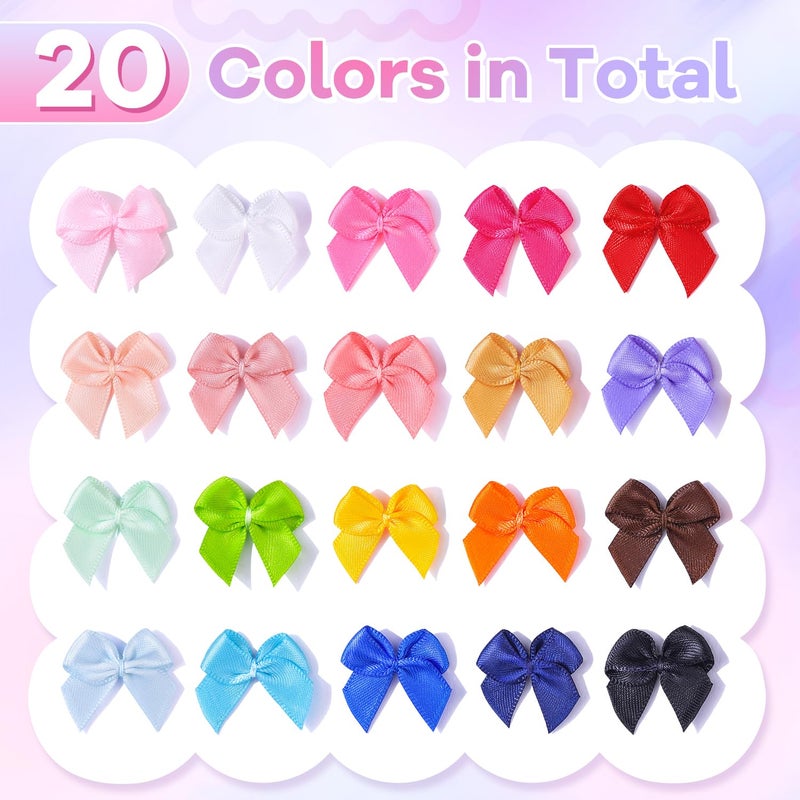 TINKRSTUFF 220PCS Tinkrstuff Colorful Mini Bows for Crafts, 1" Fabric Small Bows for Decoration,Satin Ribbon Tiny Bow for Clothes Ornament, Cute Christmas Tree Bows &Thanksgiving Gifts Party Cake Balloon Decor - Image 2