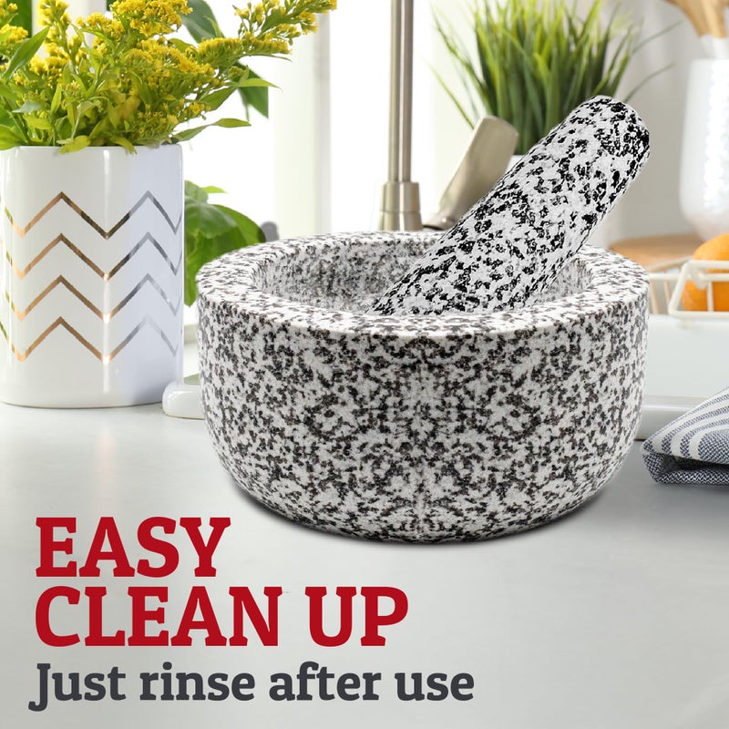 Priority Chef PriorityChef Heavy Duty Natural Granite Mortar and Pestle Set, 1.5 Cup, Carved from Natural Granite, Make Fresh Guacamole, Salsa, Pesto, Stone Grinder Bowl, Herb Crusher, Spice Grinder, White - Image 5