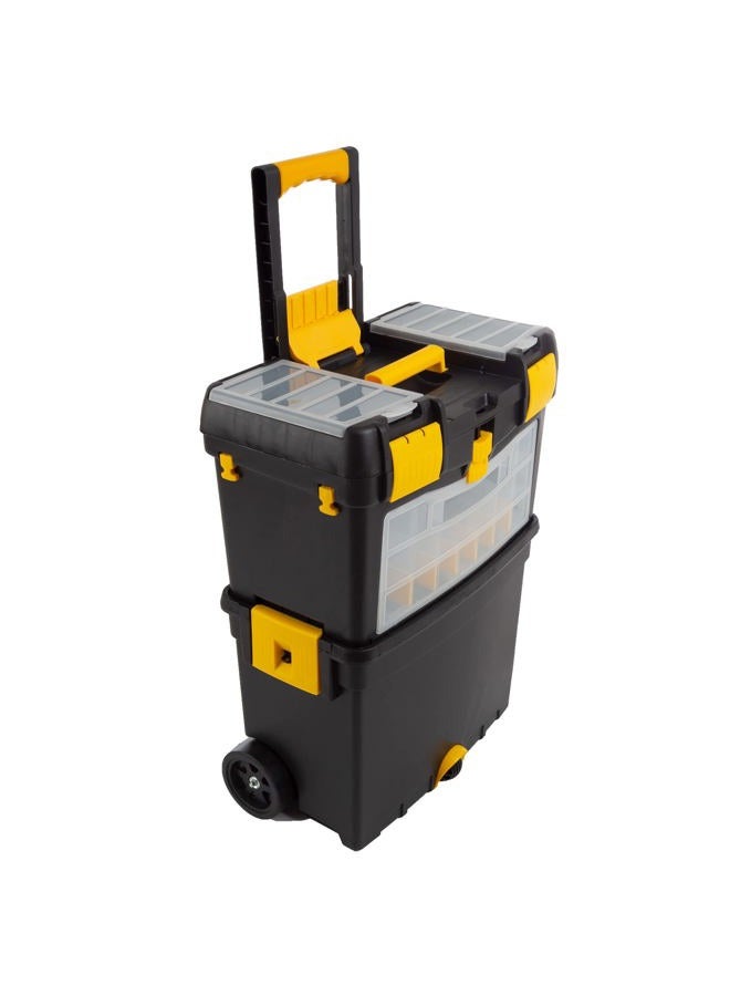 Stalwart Rolling Tool Box with Wheels, Foldable Comfort Handle, and Removable Top – Toolbox Organizers and Storage - Image 1