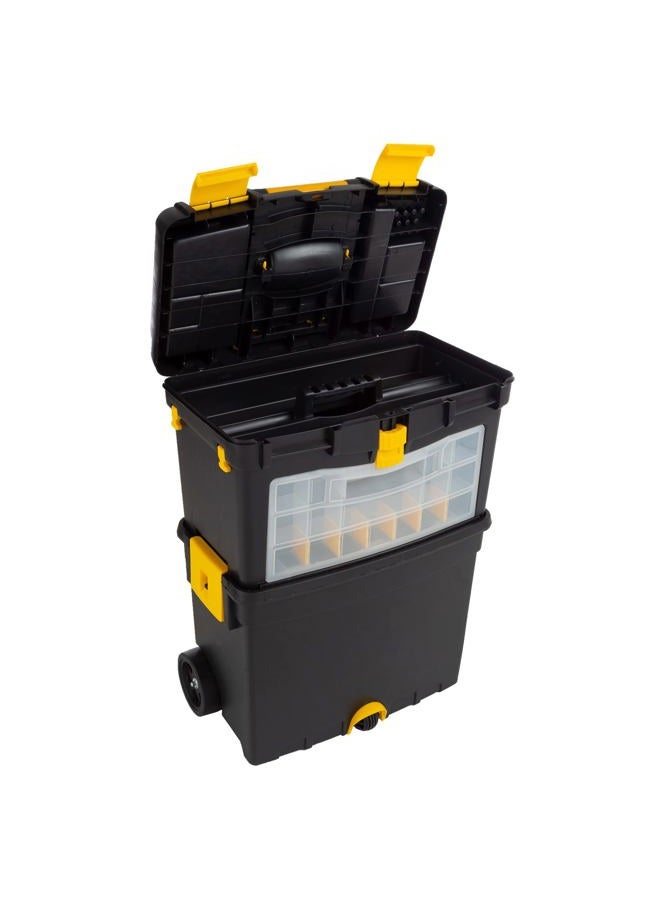 Stalwart Rolling Tool Box with Wheels, Foldable Comfort Handle, and Removable Top – Toolbox Organizers and Storage - Image 2