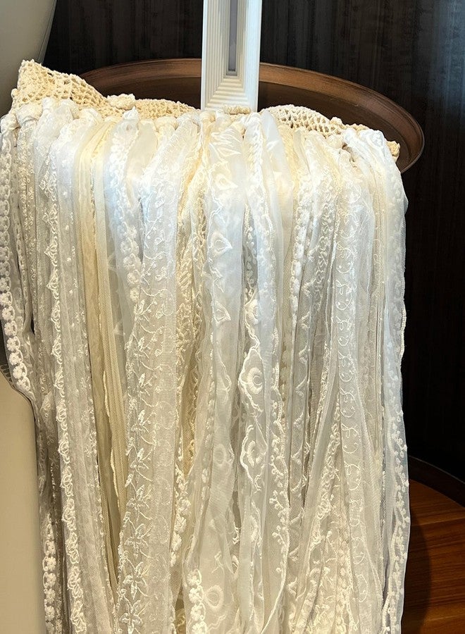 YJ YANJUN ستارة خزانة دانتيل للخزائن المفتوحة، ستارة مدخل قطنية مكرمية بوهيمية، ستارة فاصلة للغرف توفر الخصوصية، مناسبة لغرفة النوم والمطبخ والحمام، خلفية لحفلات الزفاف، ديكور جداري بوهيمي، 40 بوصة عرض × 72 بوصة طول، لون كريمي - Image 5