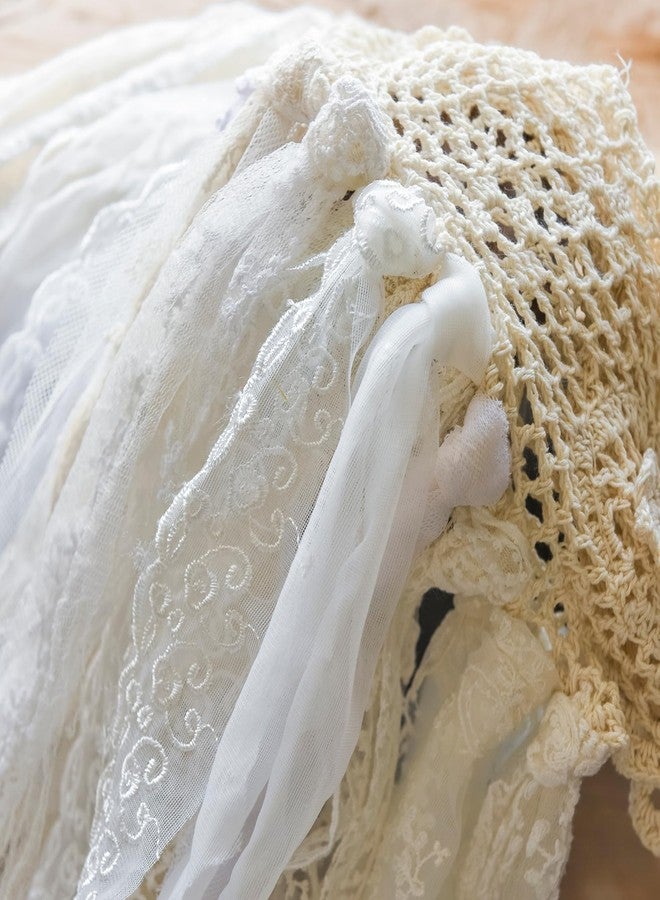 YJ YANJUN ستارة خزانة دانتيل للخزائن المفتوحة، ستارة مدخل قطنية مكرمية بوهيمية، ستارة فاصلة للغرف توفر الخصوصية، مناسبة لغرفة النوم والمطبخ والحمام، خلفية لحفلات الزفاف، ديكور جداري بوهيمي، 40 بوصة عرض × 72 بوصة طول، لون كريمي - Image 3