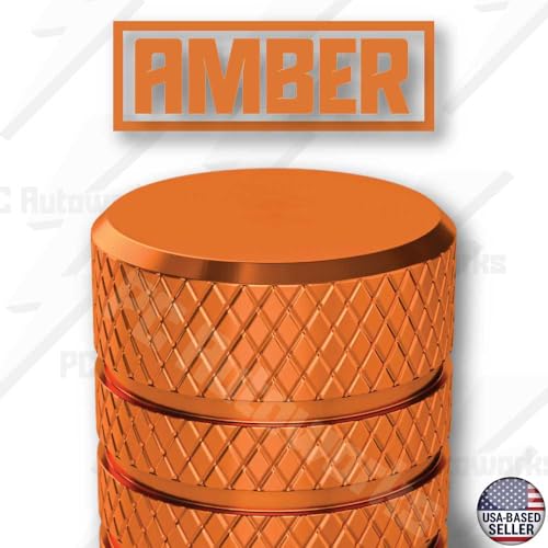 PC Autoworks Aluminum Tire Valve Stem Caps – Anti-Rust, Premium Anodized Aluminum, Corrosion-Resistant, Easy Install, Universal Fit for Car, Truck, Bike, SUV – 1 Pack/Set of 4 (Amber Orange) - Image 4
