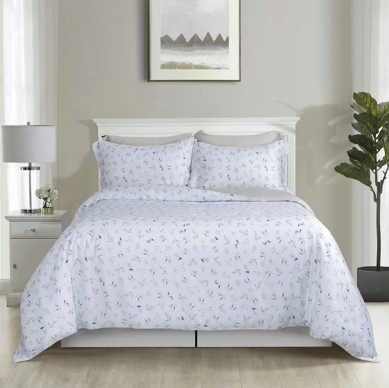 DWELL Dwell-100% Tencel Printed 300 Thread Count Sateen 4 Pc  Duvet Cover Set - Ellis-Duvet Cover - 260 x 240 CM, Fitted Sheet - 200 x 200 x 38 CM Pillow cases 50 x 80CM-Multicolor