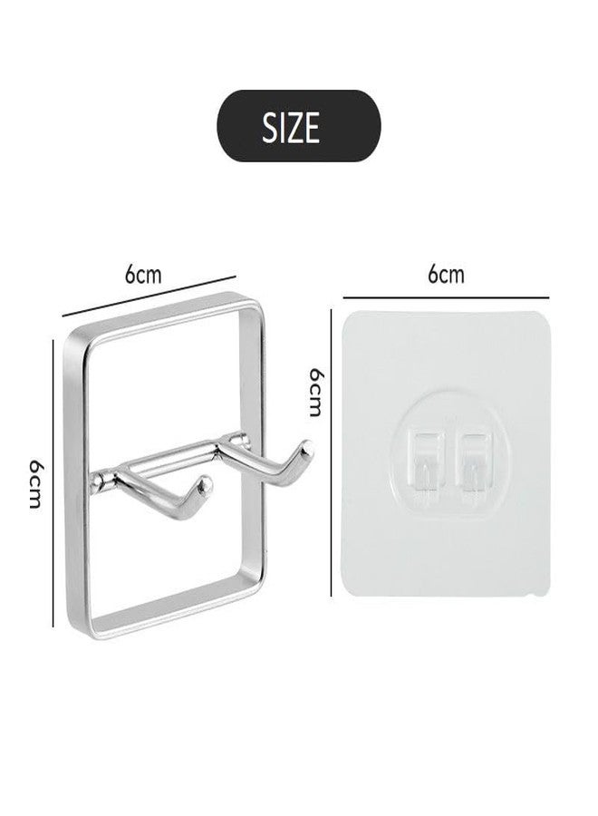 SEMITO Wall Hook for Shower Hook Hanger Stand Stainless Steel Utility Storage Self Adhesive Hooks Bathroom Kitchen Organizer for Razors Plug Robe Towel Loofah Bathrobe etc. (Pack of 4) - Image 2