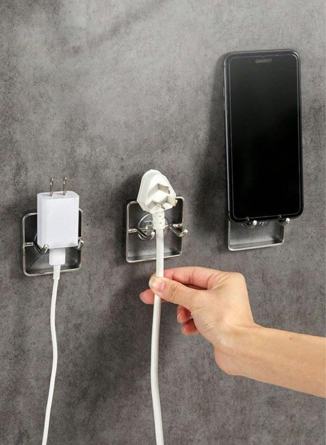 SEMITO Wall Hook for Shower Hook Hanger Stand Stainless Steel Utility Storage Self Adhesive Hooks Bathroom Kitchen Organizer for Razors Plug Robe Towel Loofah Bathrobe etc. (Pack of 4) - Image 3