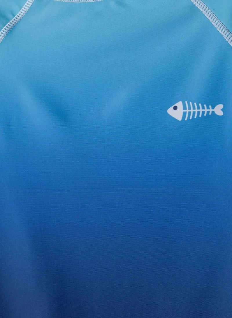 MINOTI Kids' Short Sleeve Rashguard Swim Top