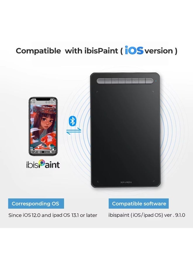 إكس بي بن لوحة رسم رقمية لاسلكية XPPen Deco MW بحجم 8x5 بوصة، بدعم تقنية البلوتوث V5.0 ودعم USB، تعمل مع أنظمة ويندوز وماك وأندرويد - Image 5