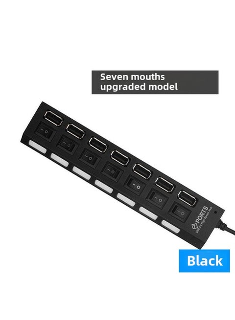 USB Multi-Port Hub Splitter Computer Peripheral Device Keyboard Mouse Printer Extension Cable Data Transfer-Number Of Interfaces:Upgraded Version  Black
