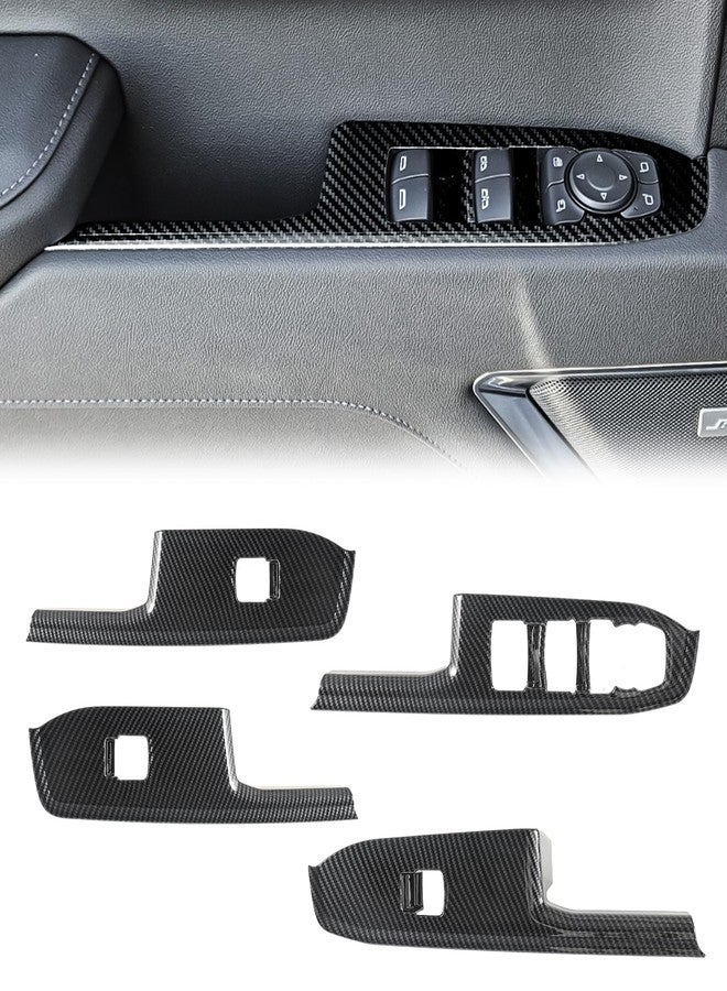 Fancemot Carbon Fiber Window Lift Switch Panel Cover Trim Compatible with 2022-2025 Chevy Silverado 1500/2500/3500, Window Control Panel Cover Trim for 2022-2025 GMC Sierra 1500/2500/3500 Crew Cab - Image 1