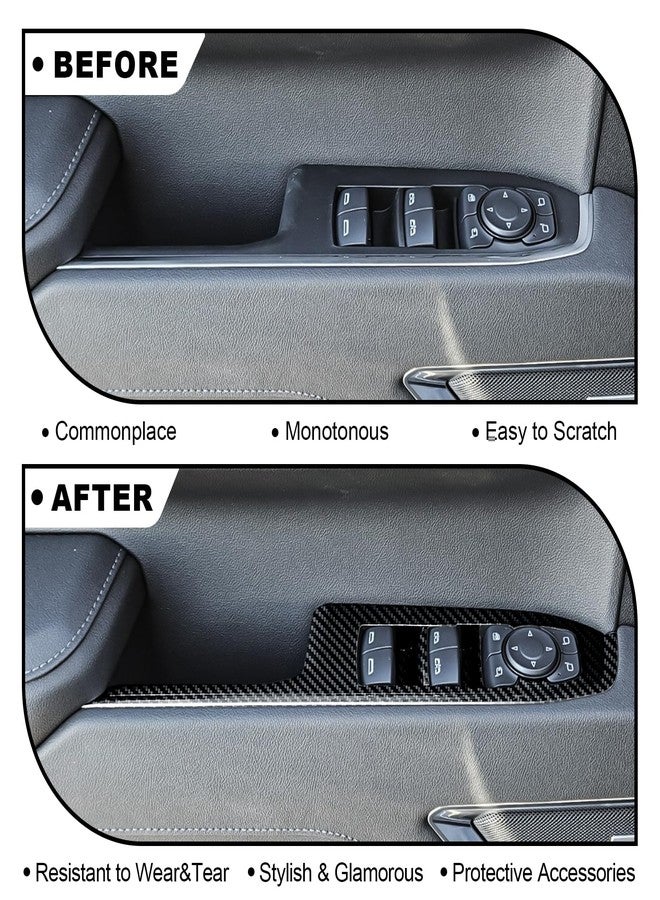 Fancemot Carbon Fiber Window Lift Switch Panel Cover Trim Compatible with 2022-2025 Chevy Silverado 1500/2500/3500, Window Control Panel Cover Trim for 2022-2025 GMC Sierra 1500/2500/3500 Crew Cab - Image 4