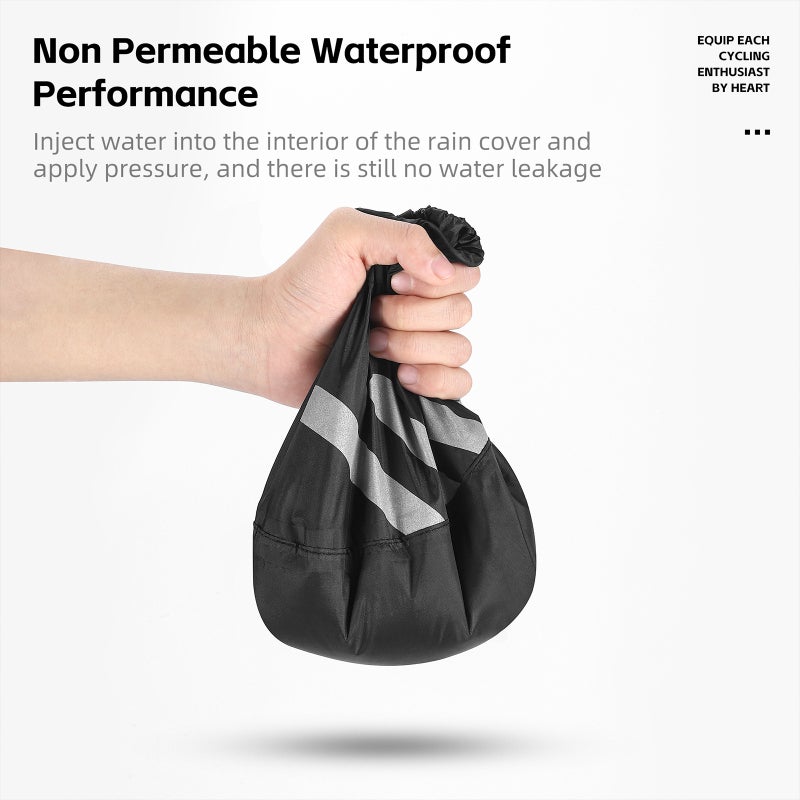 WEST BIKING Drawstring Protective Cover For Helmet Waterproof Yellow Helmet Rain Cover - Hydrophobic Material Reflective Pattern Design Bicycle Helmet Cover For Safer Riding - Image 3