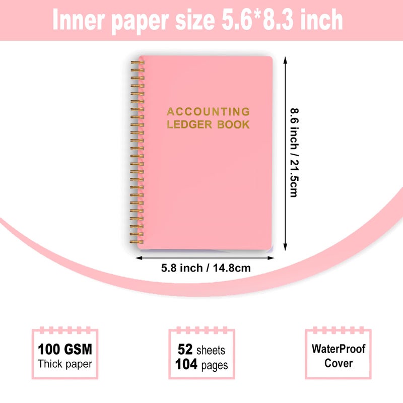 snootion Accounting Ledger Book - A5 Check Register for Small Businesses & Personal Use, Account Book for Tracking Money, Expenses, Deposits & Balance, 5.8" x 8.6" (Pink) - Image 5
