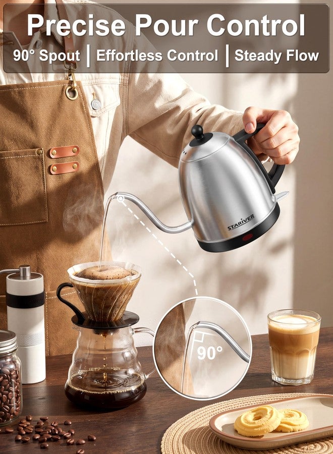 Stariver Electric Kettle Gooseneck Kettle, 1L Water Boiler, BPA-Free, Pour Over Tea Pot Stainless Steel for Coffee & Tea with Fast Heating, Auto-Shut Off and Boil-Dry Protection Tech - Image 2
