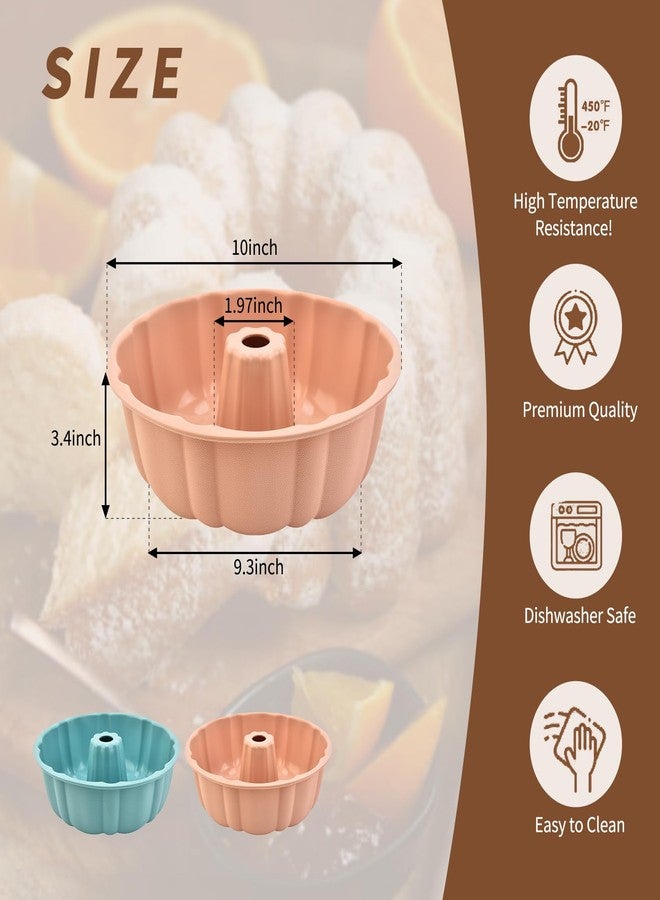 PADELE 2 Pack Silicone Cake Pan Nonstick,10 Inch, Silicone Cake Molds,Pound Cake Pan, Baking Cake Pan for Jello,Gelatin,Cake,Brownie and Bread（Pink+Blue） - Image 2